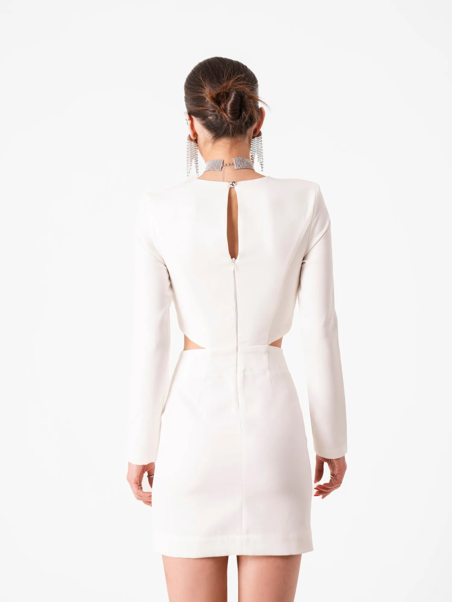 Vestido Rosewood Strass Off White