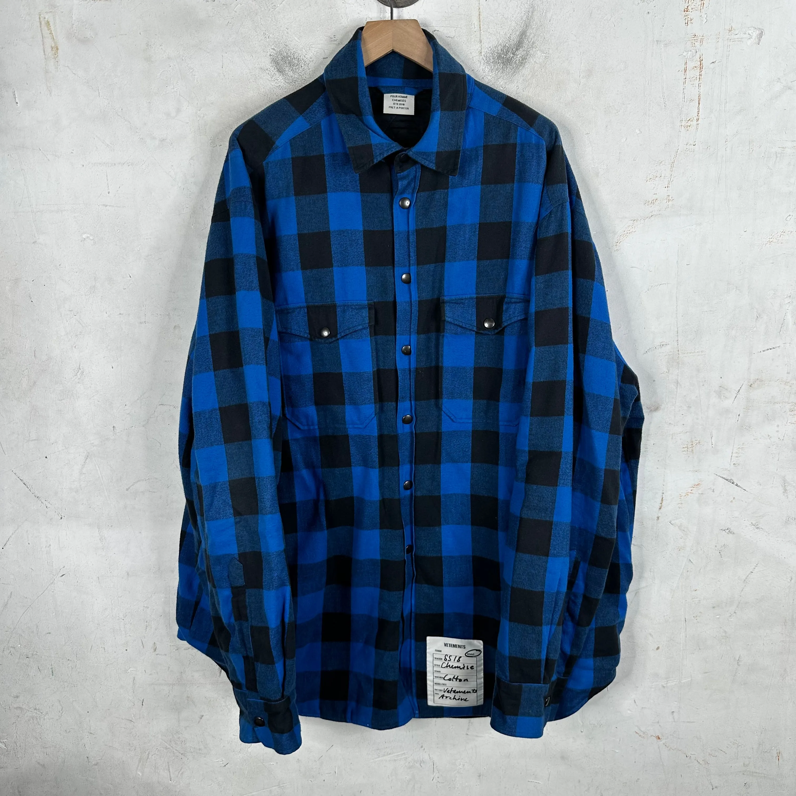 VETEMENTS Oversized Blue Chemises Flannel