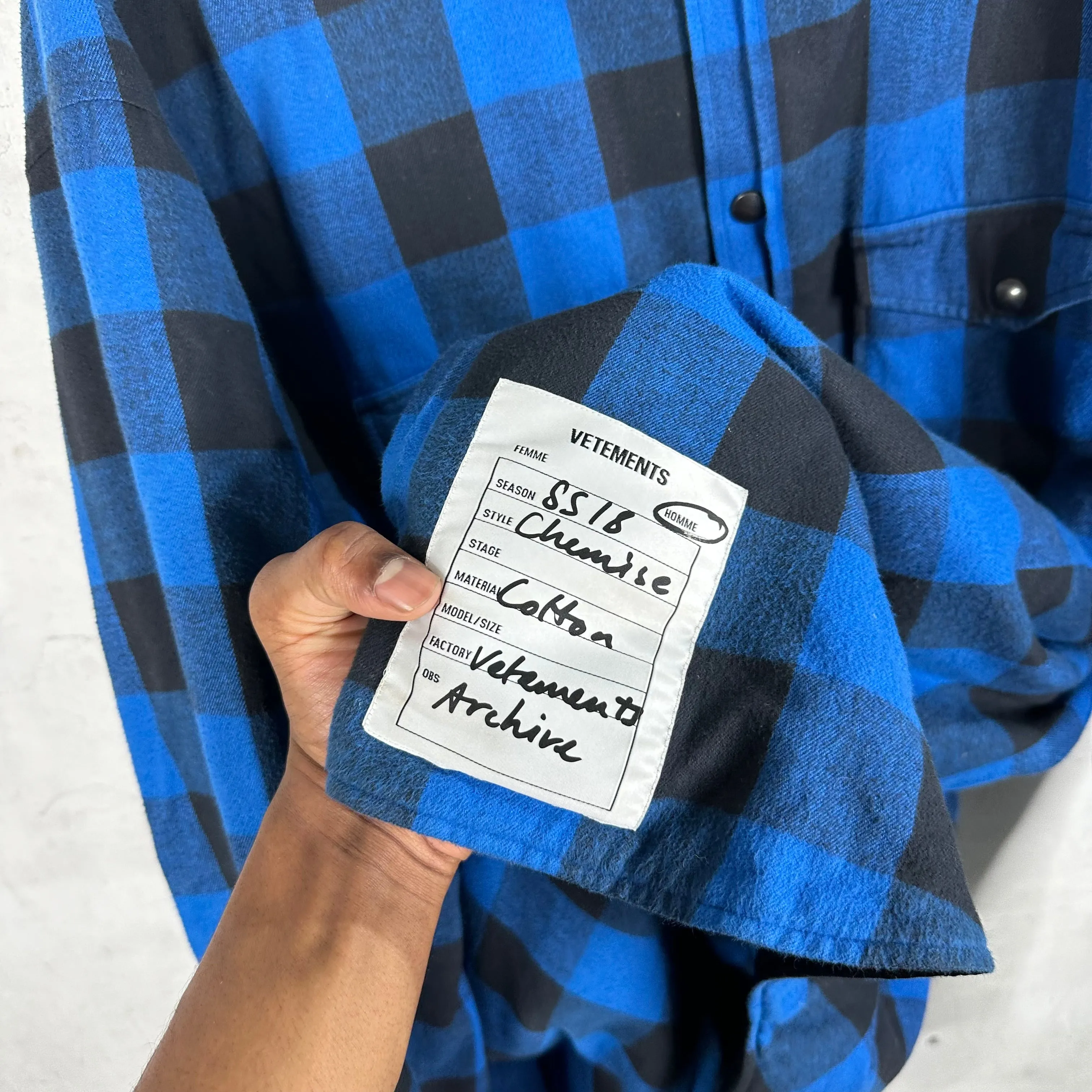 VETEMENTS Oversized Blue Chemises Flannel