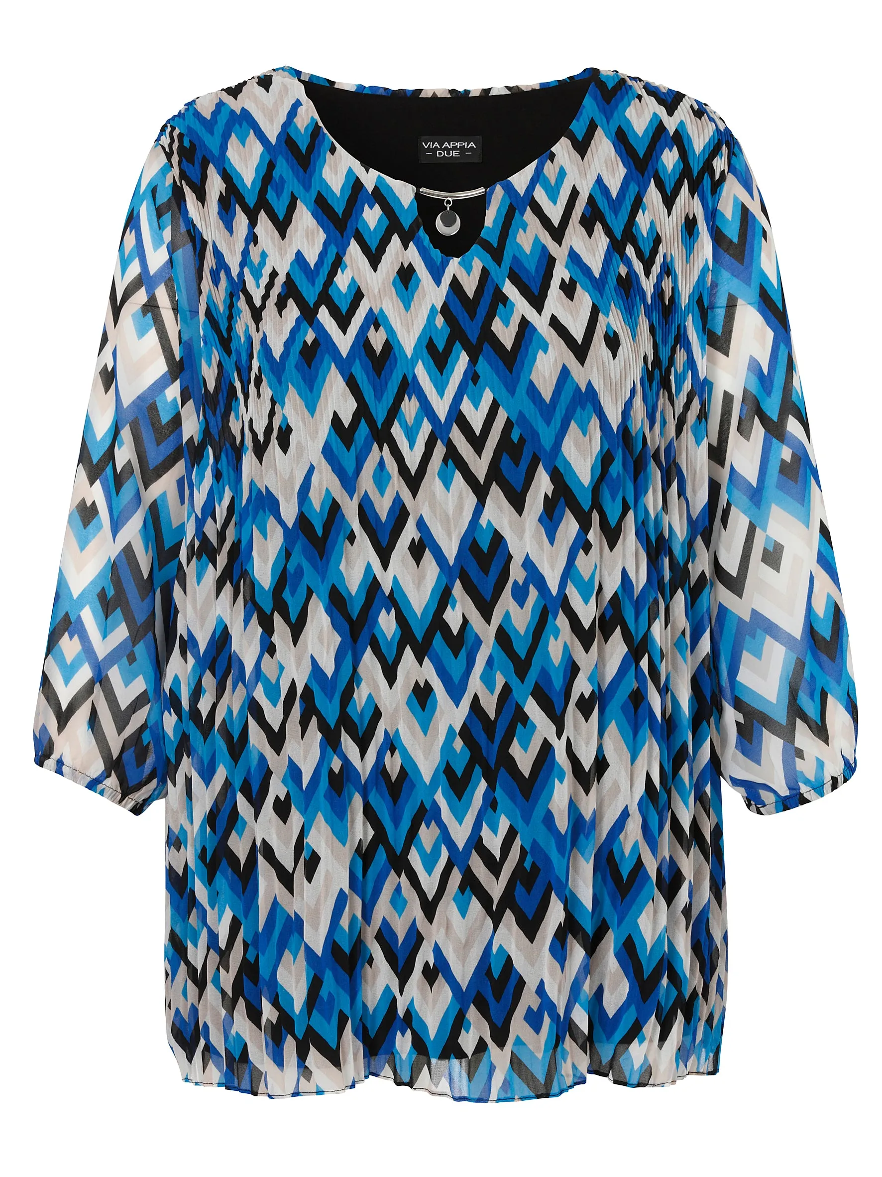 Via Appia Due Geo Print Top in Blue