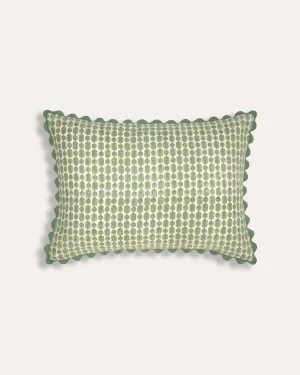 Viale Block Print Cushion - Green