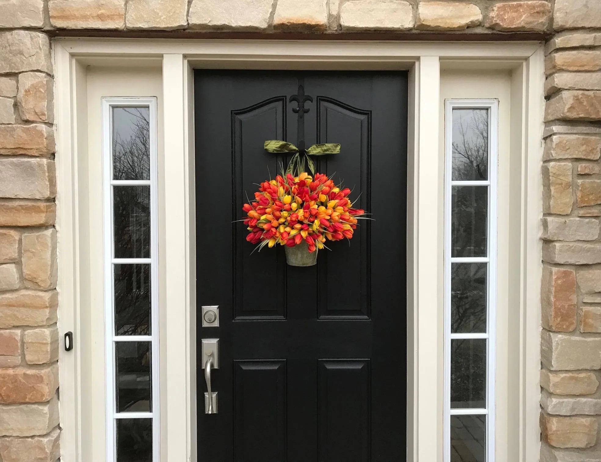 Vibrant Cottage Chic Tulip Bucket Wreath