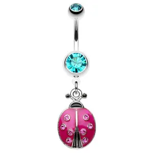 Vibrant Lady Bug Belly Button Bar