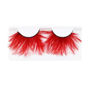 Vibrant Long Feather Eyelashes - Red