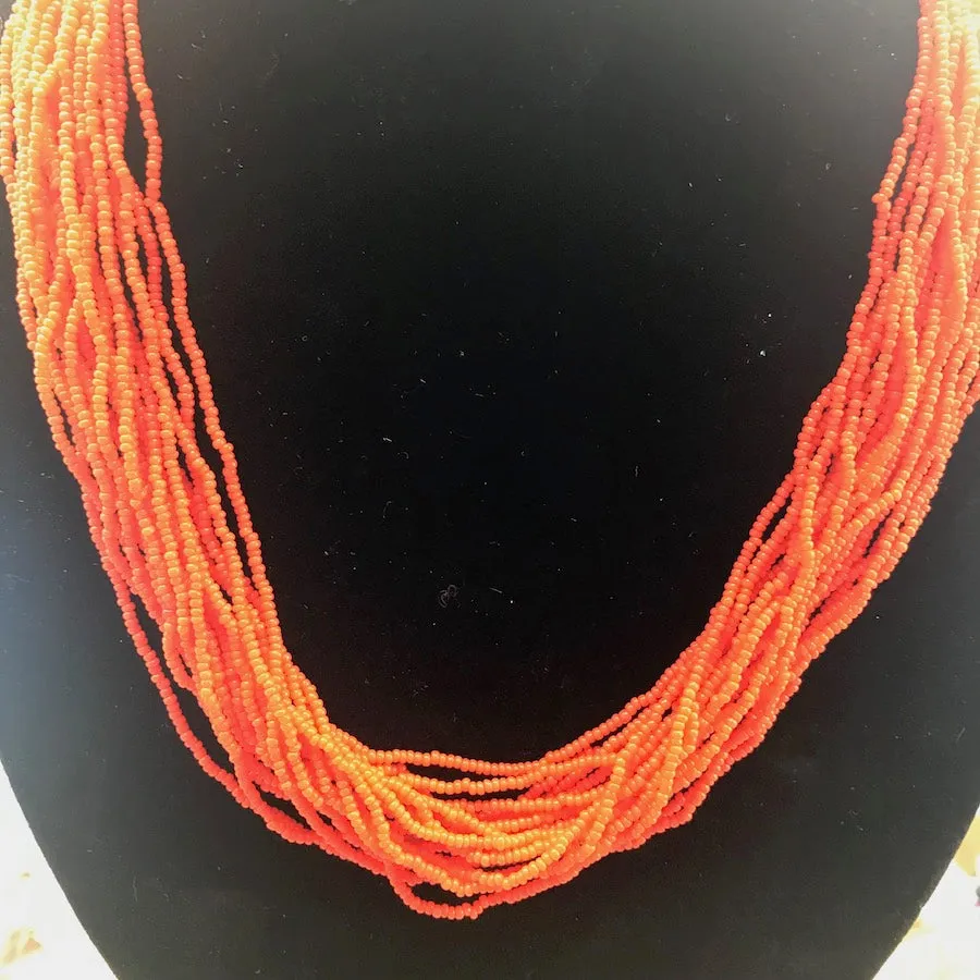 Vibrant Orange Vintage 1960s/70s Glass Bead Necklace