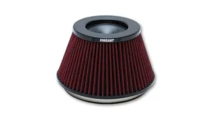 Vibrant Performance Classic Clamp-On Conical Air Filter Element - 6.5 in Base - 5 in Top Diameter - 4.25 in Tall - 6 in Flange - Cotton - Red - Universal