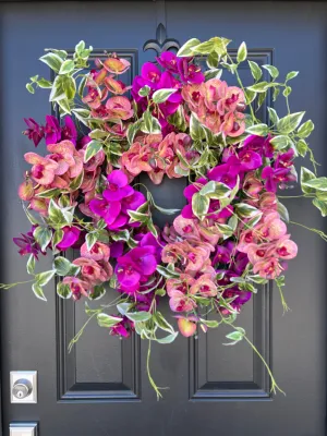 Vibrant Pink and Purple Orchid Wreath