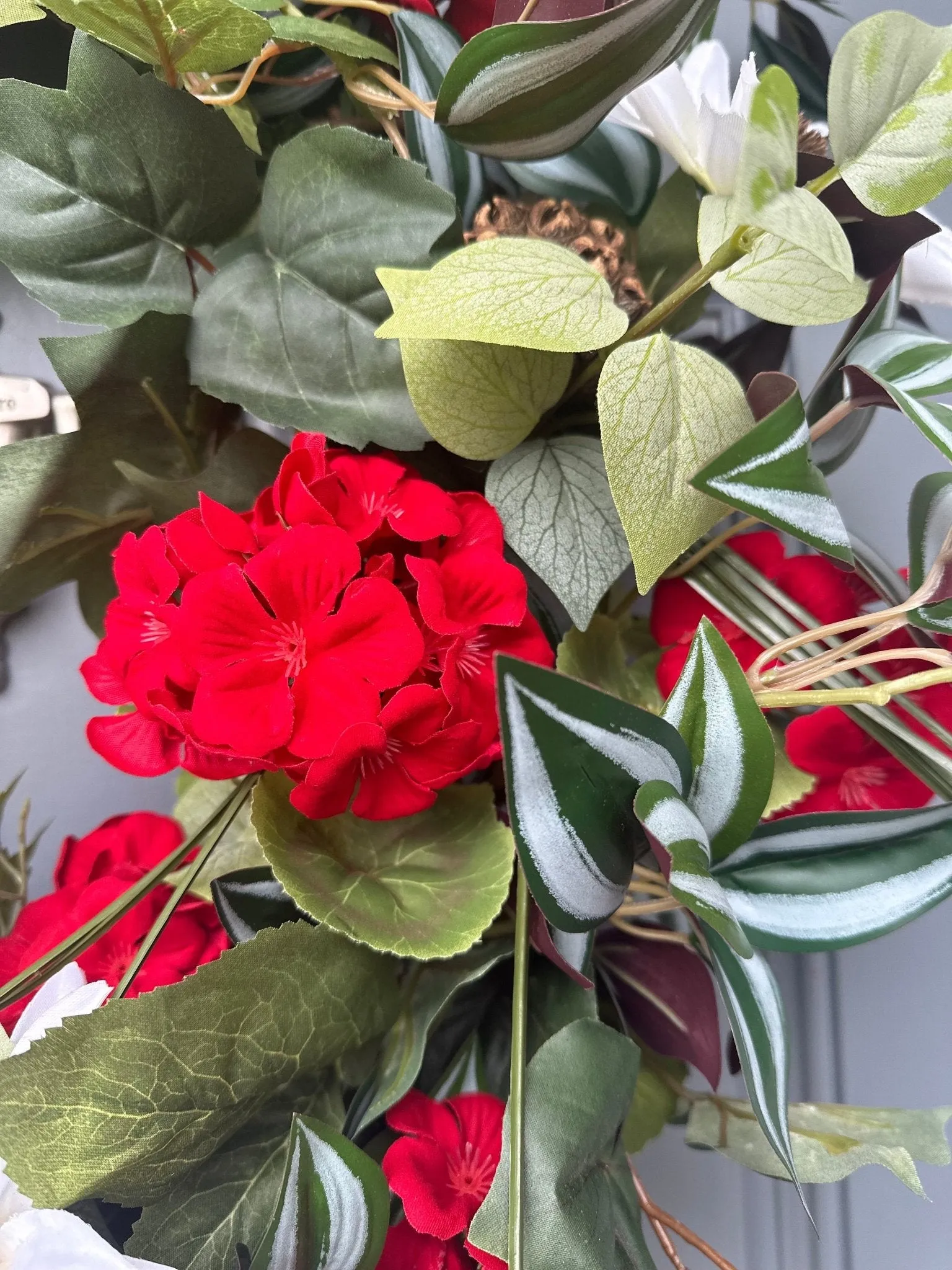 Vibrant Red Geranium Wreath