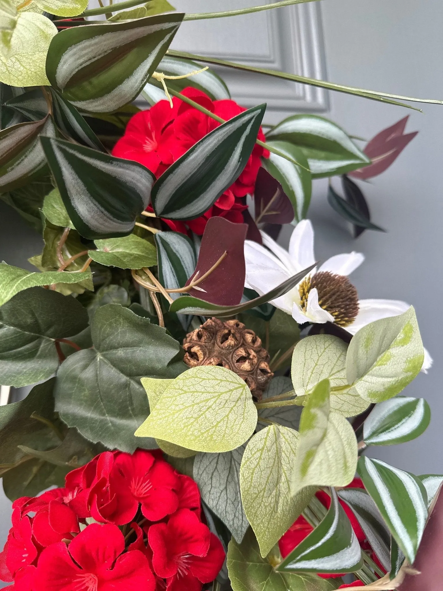 Vibrant Red Geranium Wreath