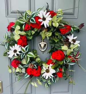 Vibrant Red Geranium Wreath