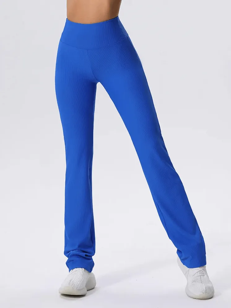 Vibrant Solid Color Ribbed Yoga Leggings - SF2102