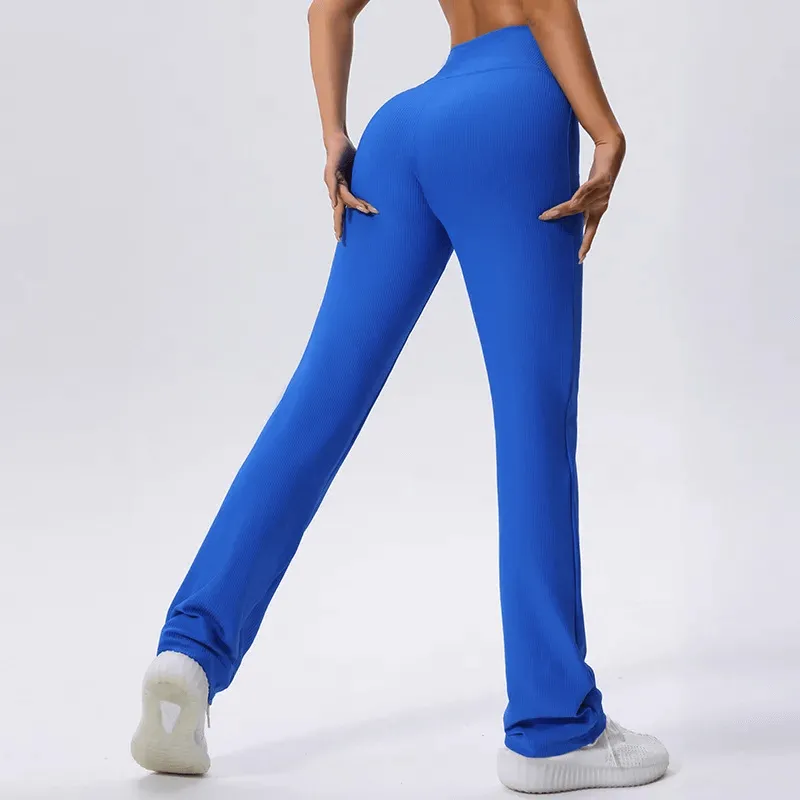 Vibrant Solid Color Ribbed Yoga Leggings - SF2102