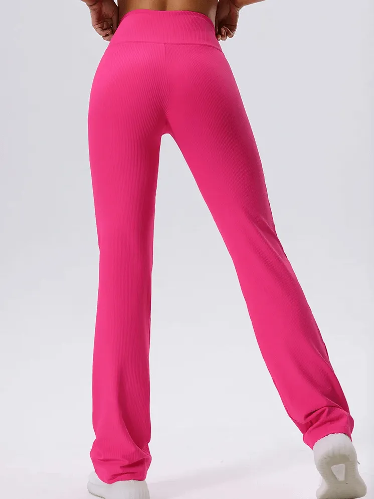 Vibrant Solid Color Ribbed Yoga Leggings - SF2102