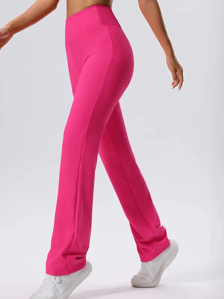 Vibrant Solid Color Ribbed Yoga Leggings - SF2102