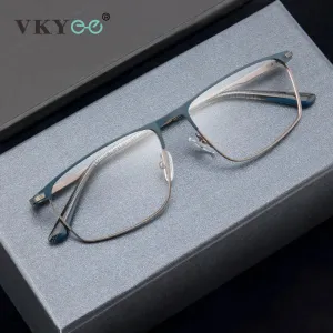 Vicky Men's Full Rim Square Stainless Steel Photochromic Reading Glasses 2065