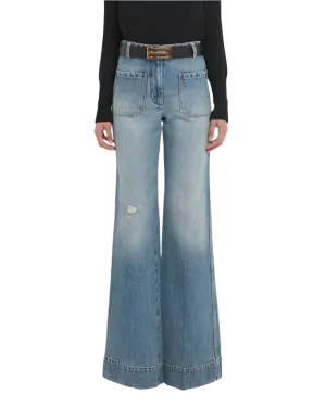 Victoria Beckham Alina Jean-Worn Blue Wash