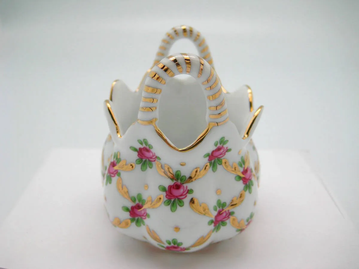 Victorian Antique Basket Jewelry Box Desert Rose