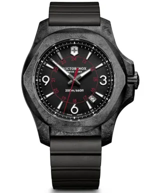 Victorinox Swiss Army Mens INOX Carbon - Carbon Case - Black - Rubber Strap