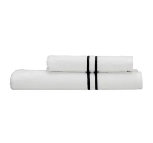 Vida Cord Stitch 650GSM Cotton Bath Towel Range White and Black