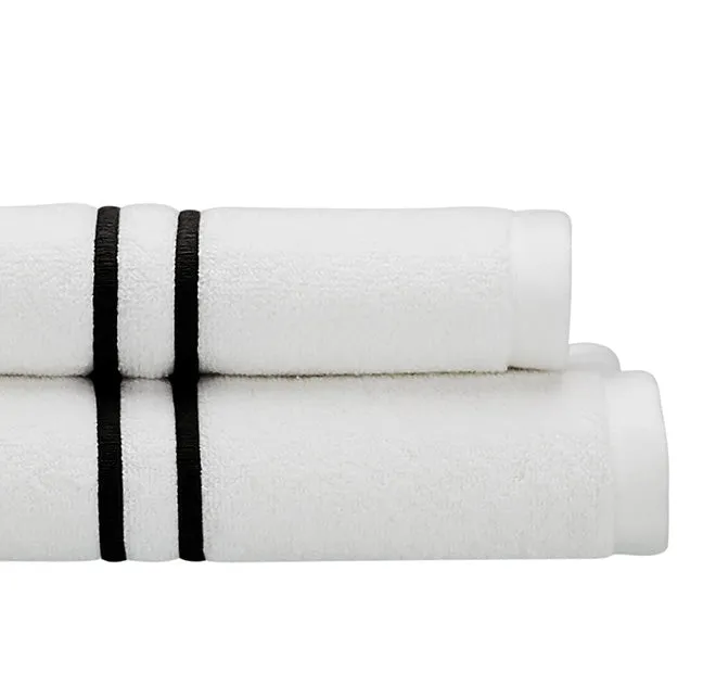 Vida Cord Stitch 650GSM Cotton Bath Towel Range White and Black