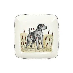 Vietri Wildlife Black Hunting Dog Square Platter