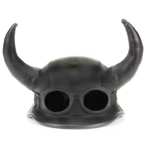 Viking Horned Novelty Festival Helmet with Goggles - Black