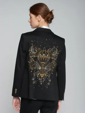 Vilagallo Harlow Embroidered Jacket Black