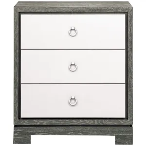 Villa & House Berkeley 3-Drawer Side Table with Chrome Pulls in Gray