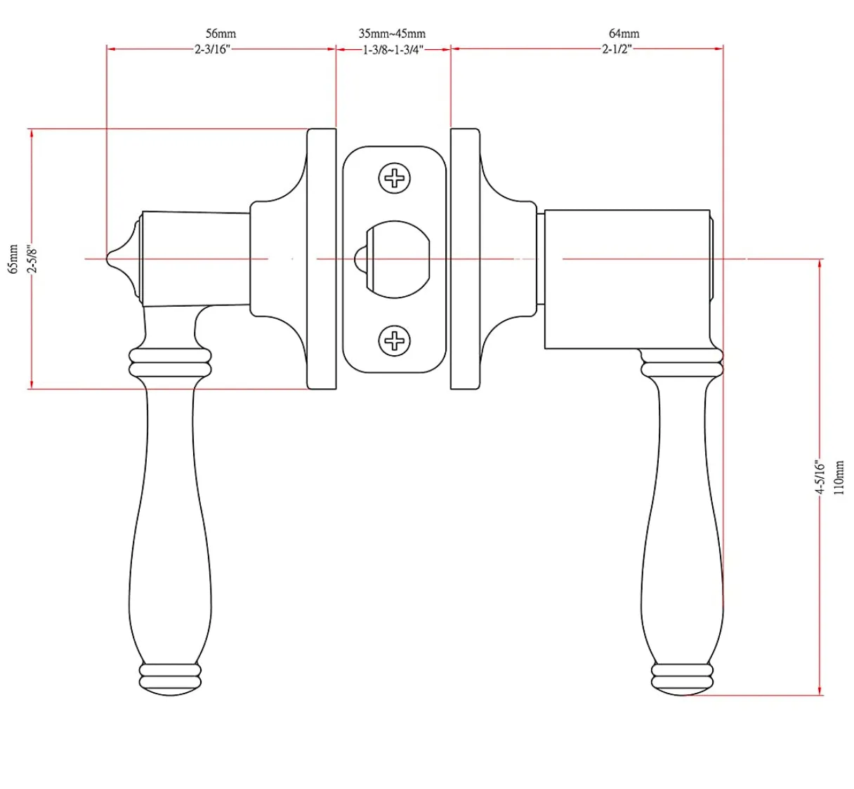 Villa Matte Black Entry Lever with Matching Single Cylinder Deadbolt Combo Pack