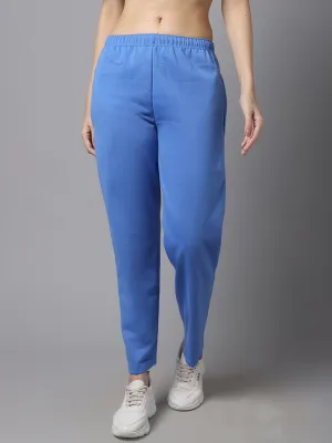 Vimal Jonney Fleece Regular-Fit Sky Blue Trackpant for Women