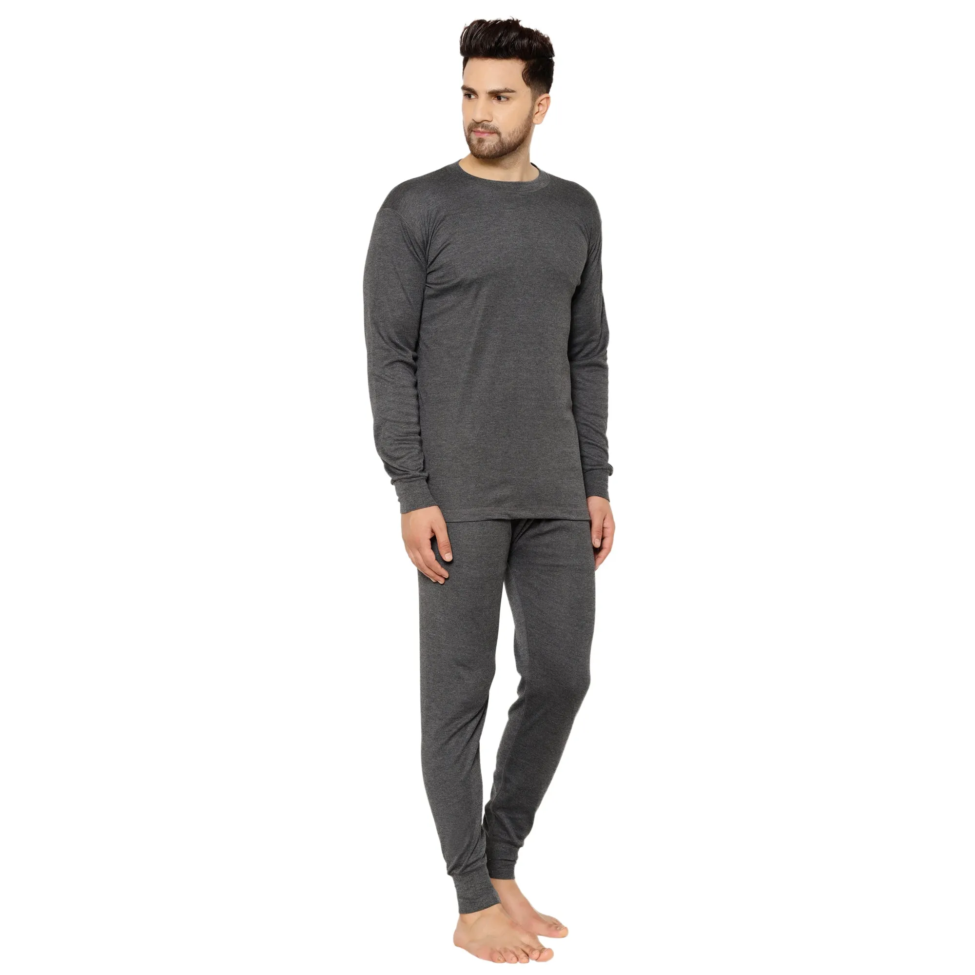 Vimal Jonney Grey Thermal Top - Bottom Set For Men's