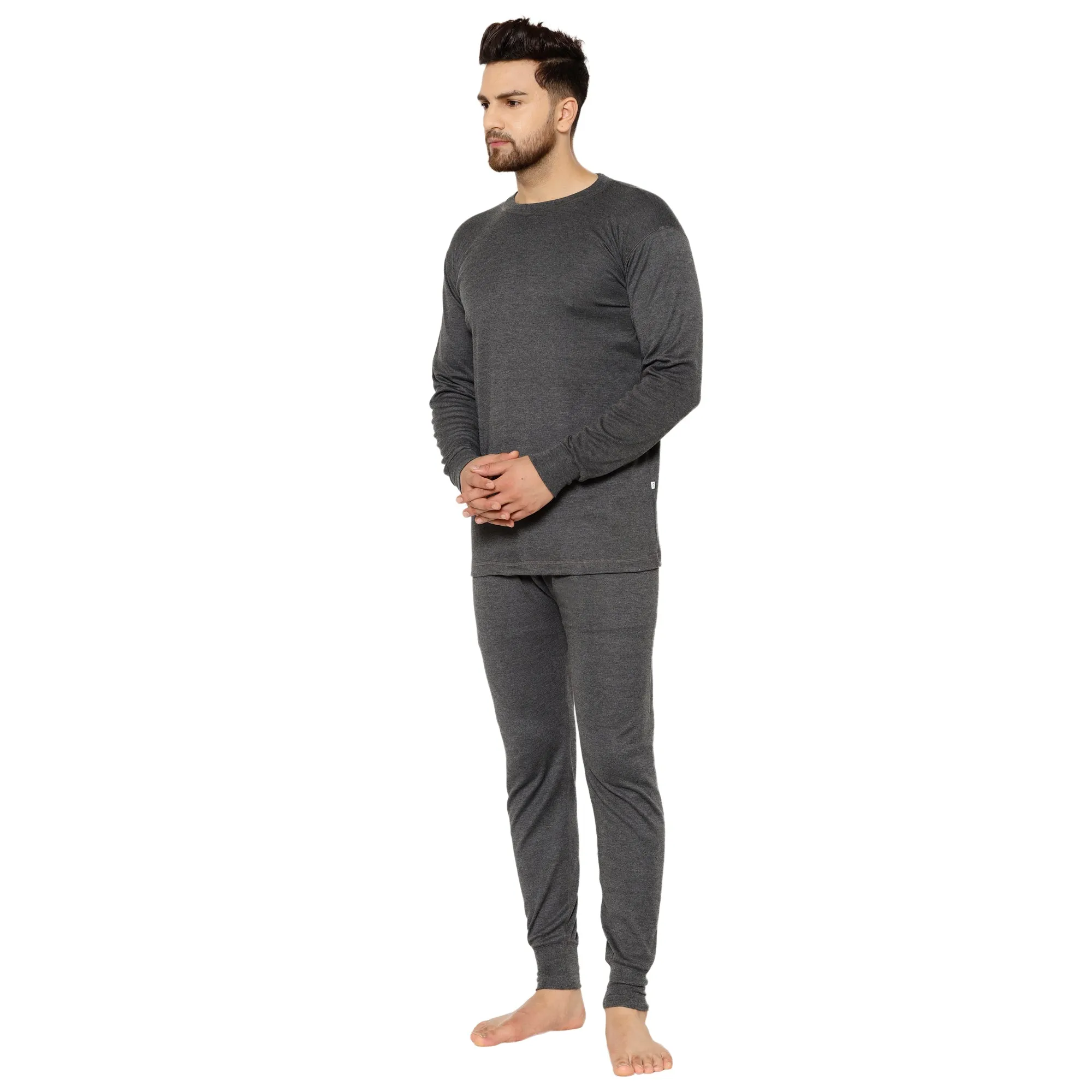 Vimal Jonney Grey Thermal Top - Bottom Set For Men's