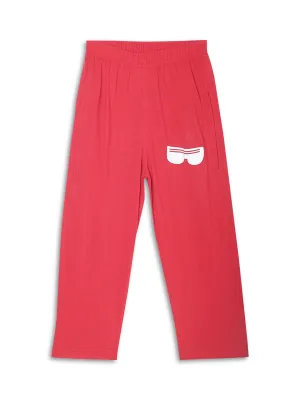 Vimal Jonney Printed  Red Regular Fit Cotton blended Trackpant For Boys