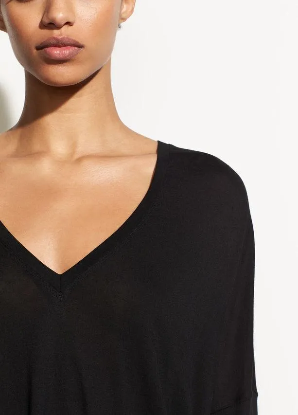 Vince - Drop Shoulder V-Neck Black