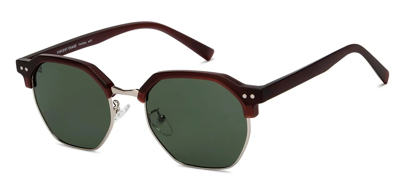 Vincent Chase By Lenskart | Green Full Rim Rectangular | HOLIDAY EDIT | Branded Latest and Stylish Sunglasses | Polarized and 100% UV Protected | Men & Women | Medium | VC S16341