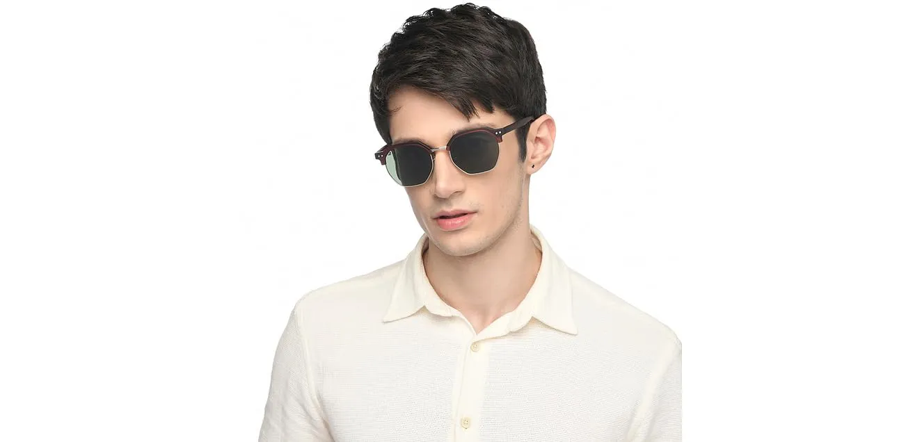 Vincent Chase By Lenskart | Green Full Rim Rectangular | HOLIDAY EDIT | Branded Latest and Stylish Sunglasses | Polarized and 100% UV Protected | Men & Women | Medium | VC S16341