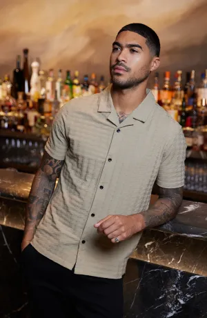 Vincent Slim Grid Shirt in Champagne Dogtooth