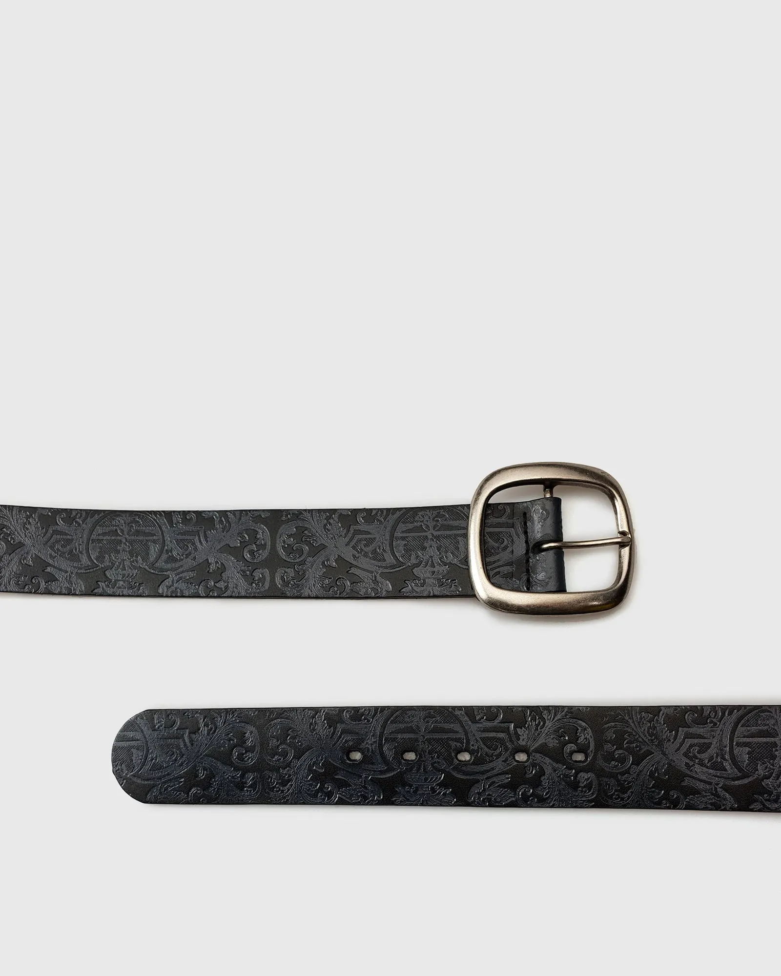 VINCENT& FRANKS / ROUGE 651E EMBOSSED BLACK LEATHER BELT