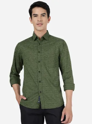 Vineyard Green Printed Slim Fit Casual Shirt | Greenfibre