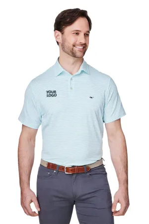 Vineyard Vines Custom Mens Bradley Stripe Sankaty Polos, Andros Blue Tejada