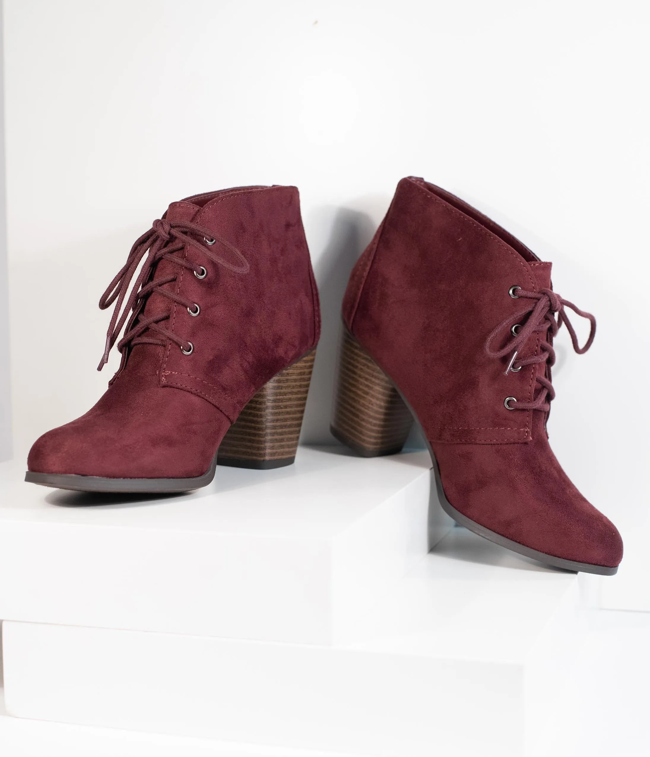 Vino Purple Suede Lace Up Bootie