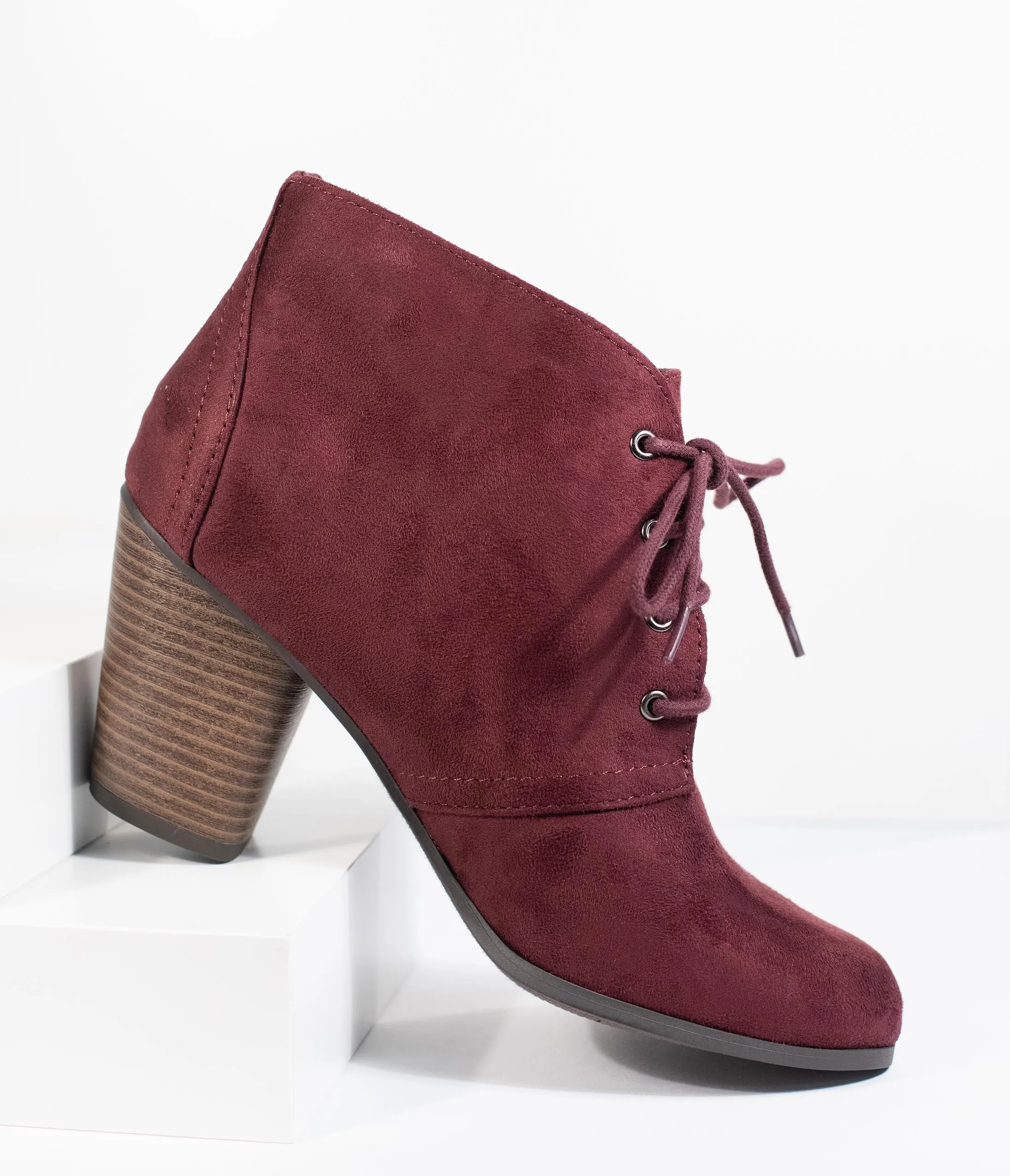 Vino Purple Suede Lace Up Bootie