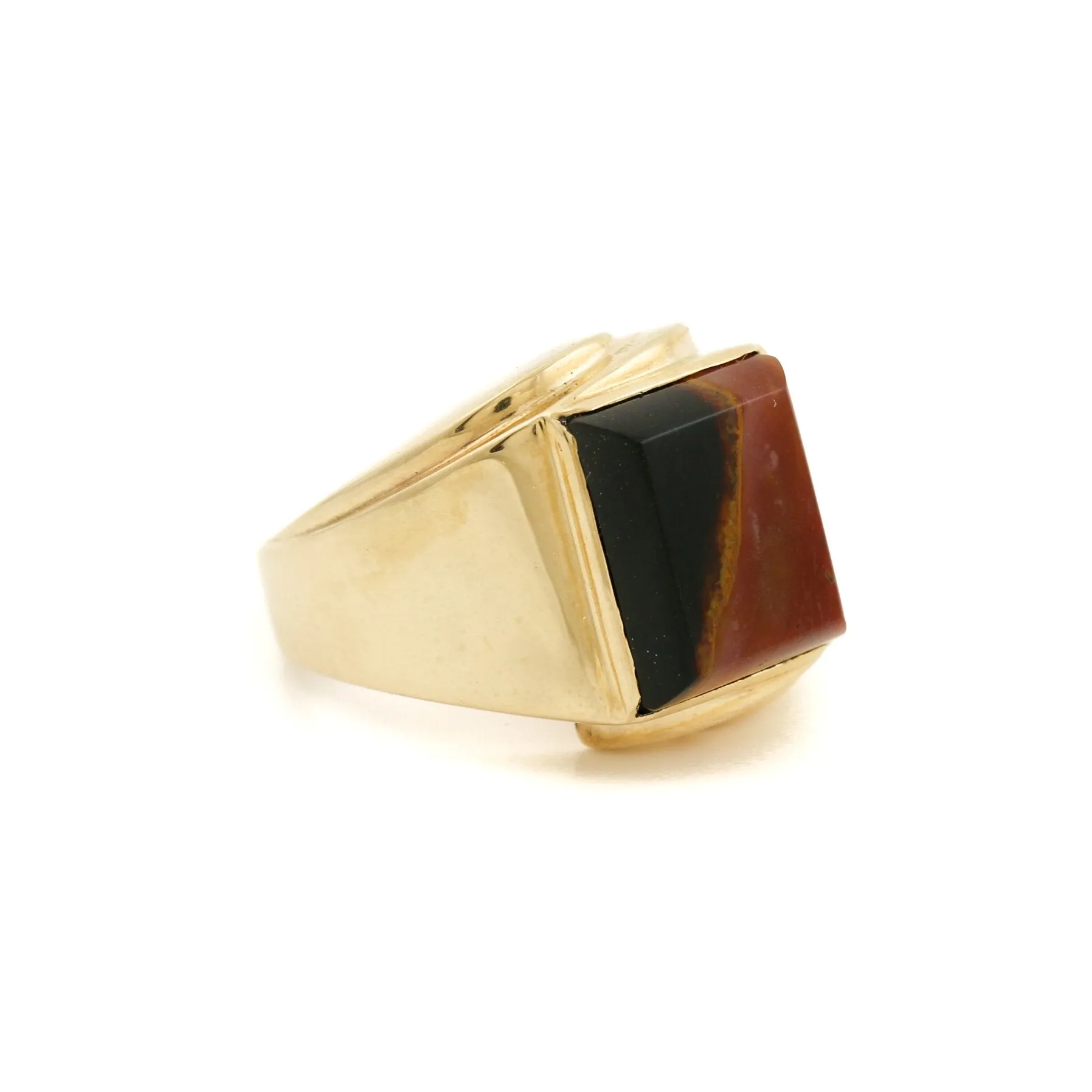 Vintage 10k Gold x Two-Tone Jasper Signet