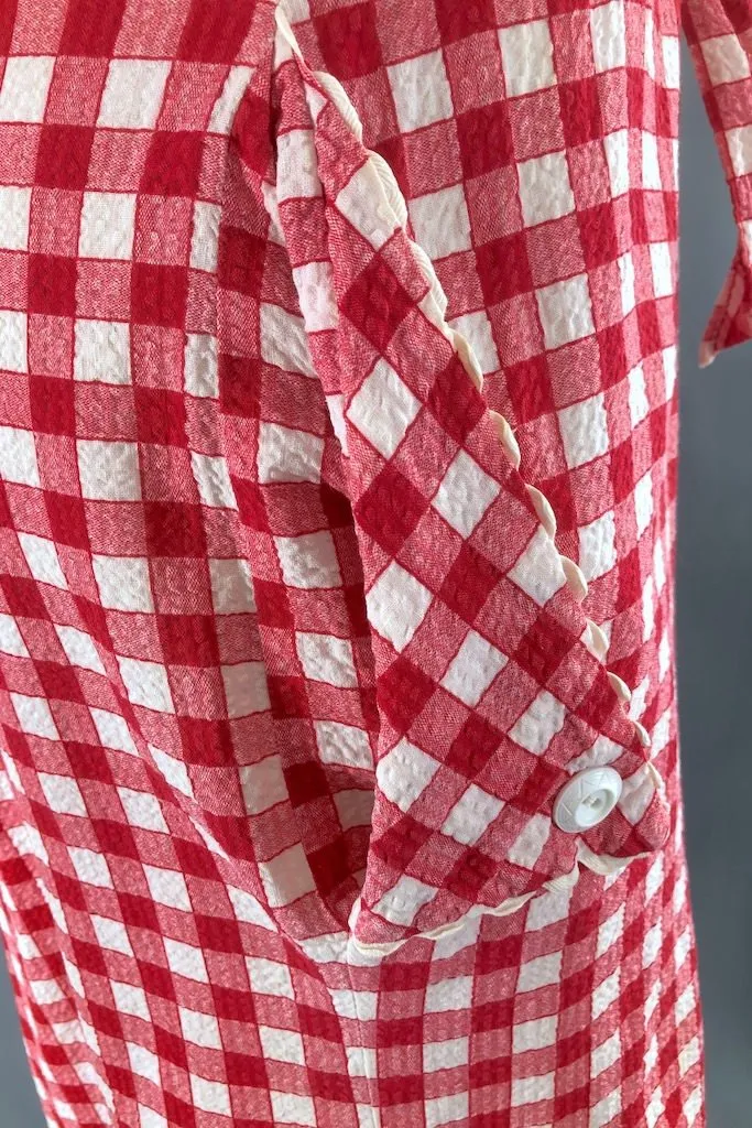 Vintage 1930s Red Gingham Dress