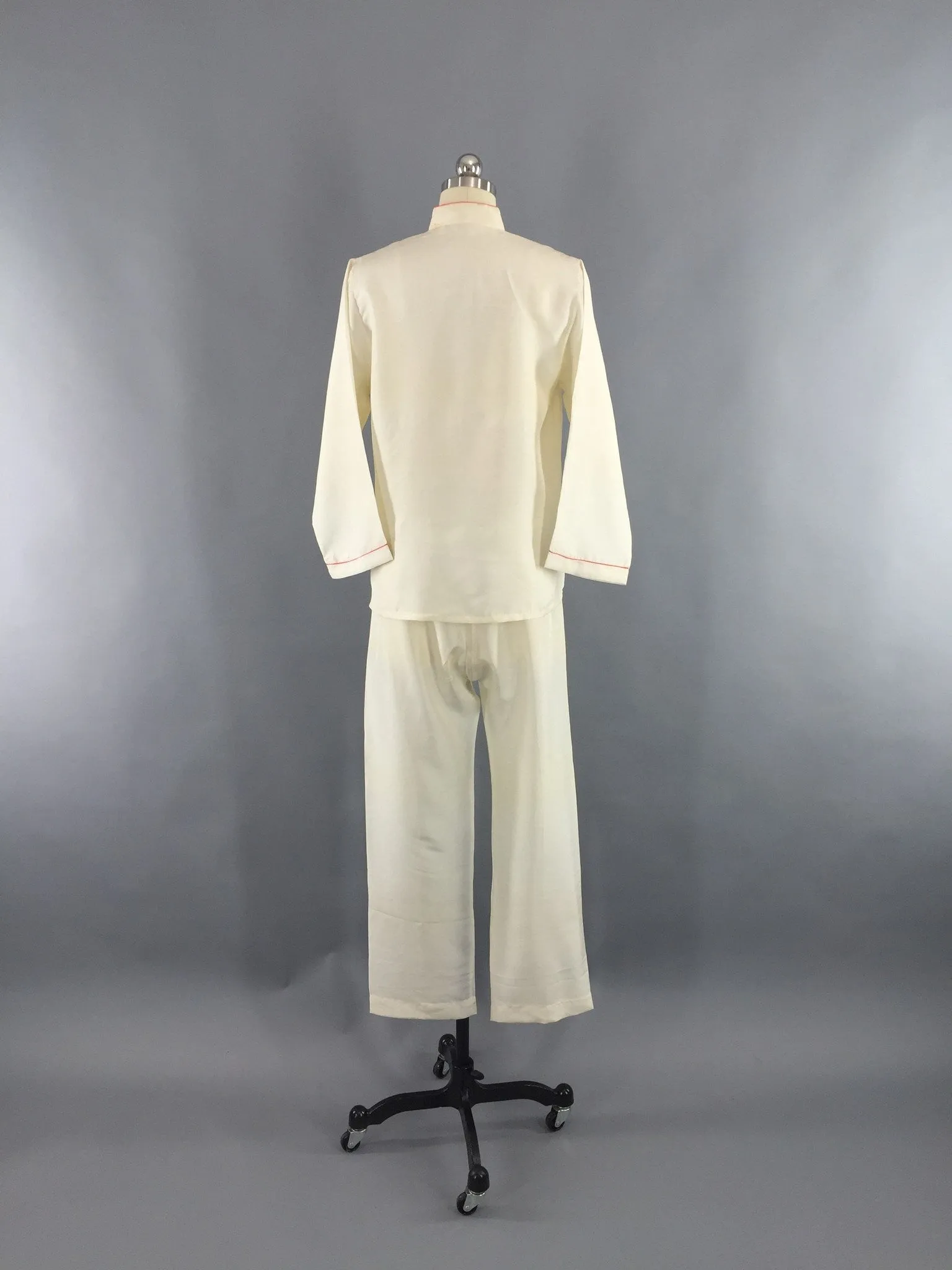 Vintage 1940s Pajamas Set / Art Deco Chinoiserie Loungewear