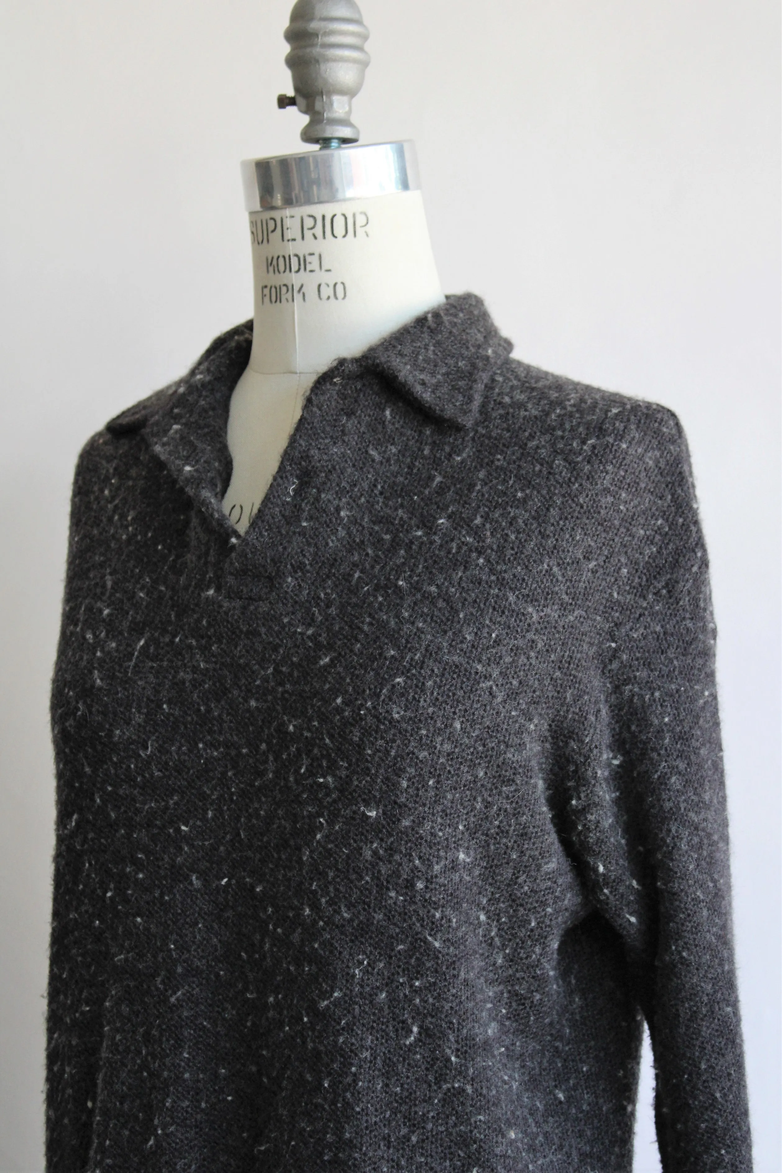 Vintage 1950s 1960s Charcoal Gray Hathaway Sweater