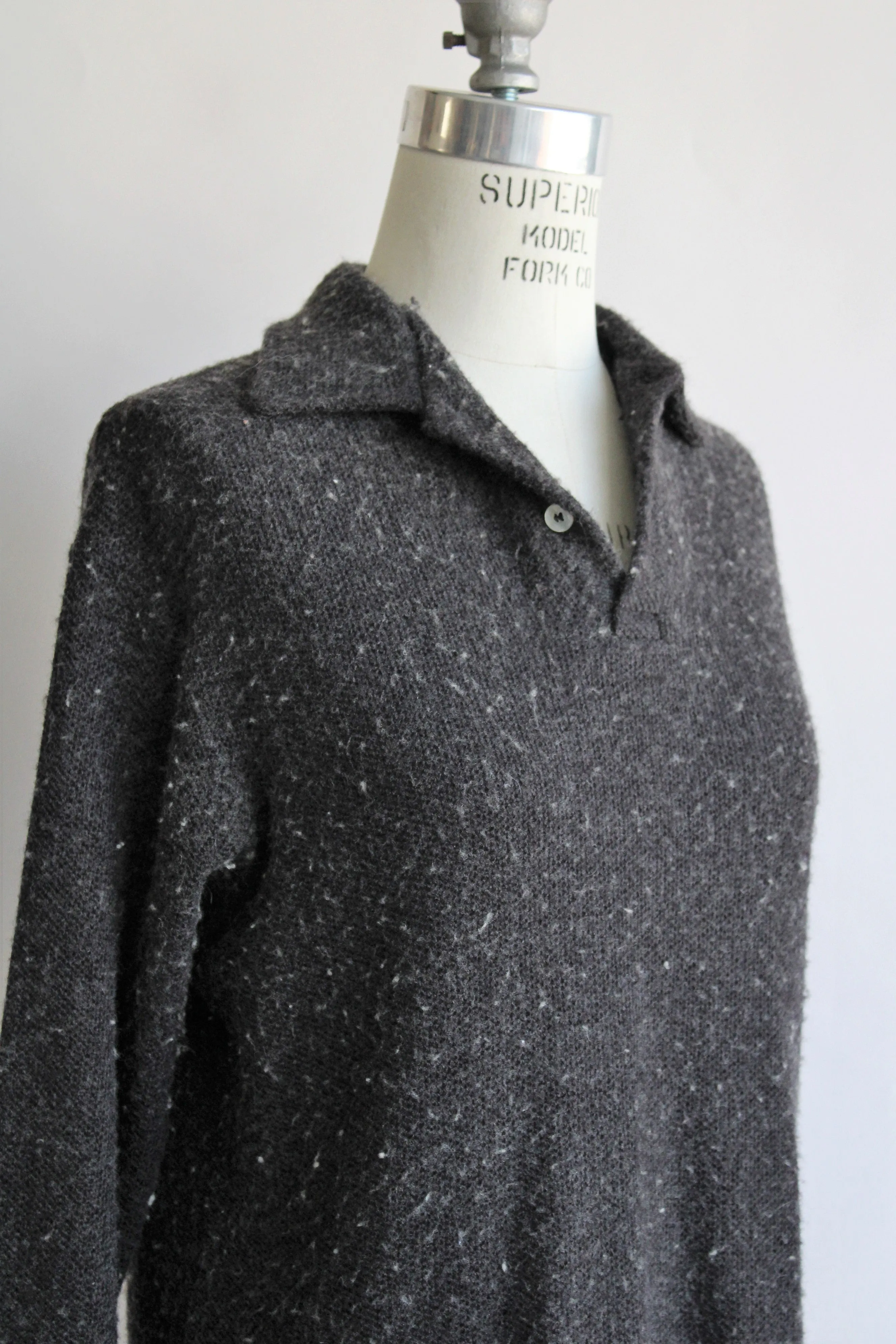 Vintage 1950s 1960s Charcoal Gray Hathaway Sweater