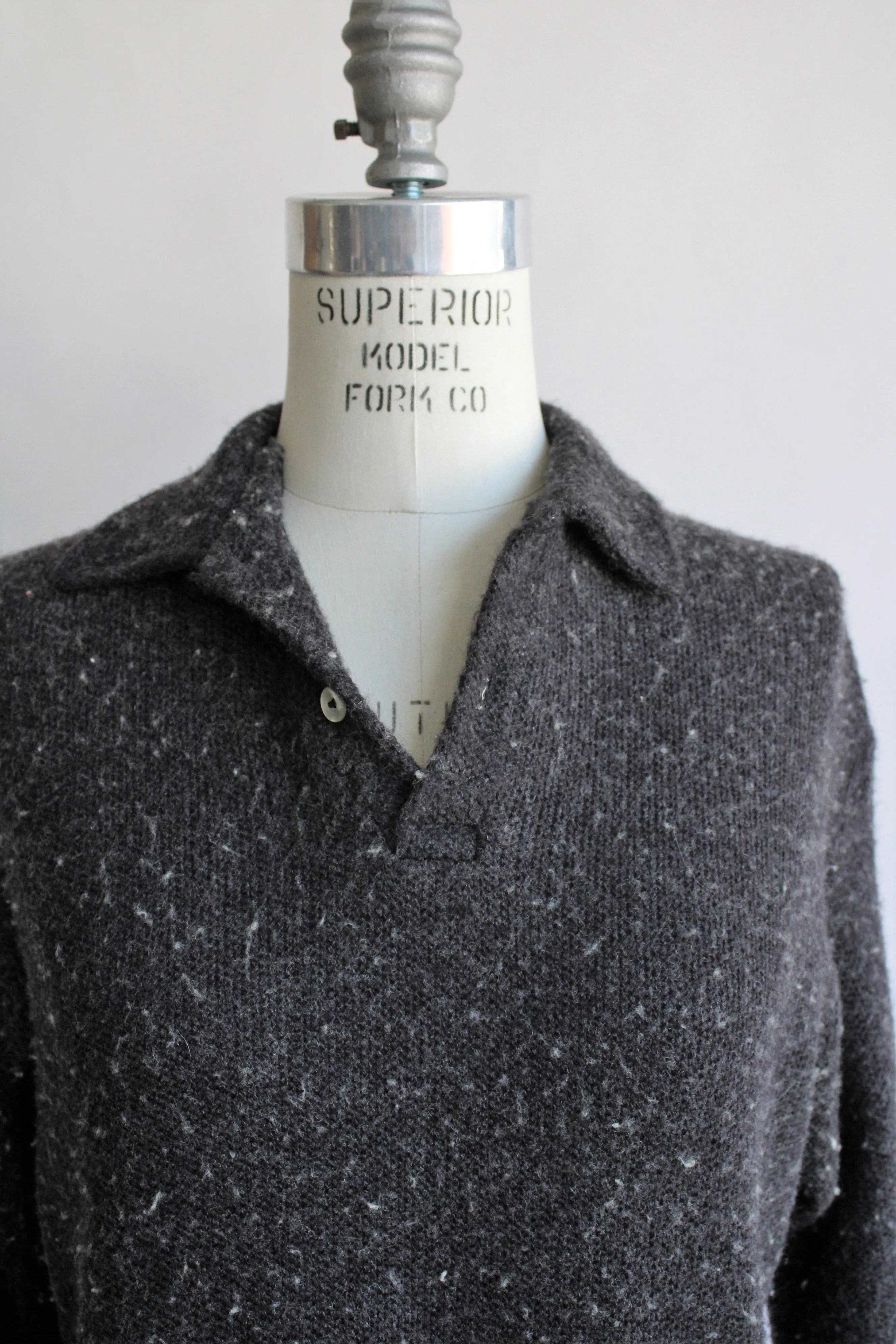 Vintage 1950s 1960s Charcoal Gray Hathaway Sweater