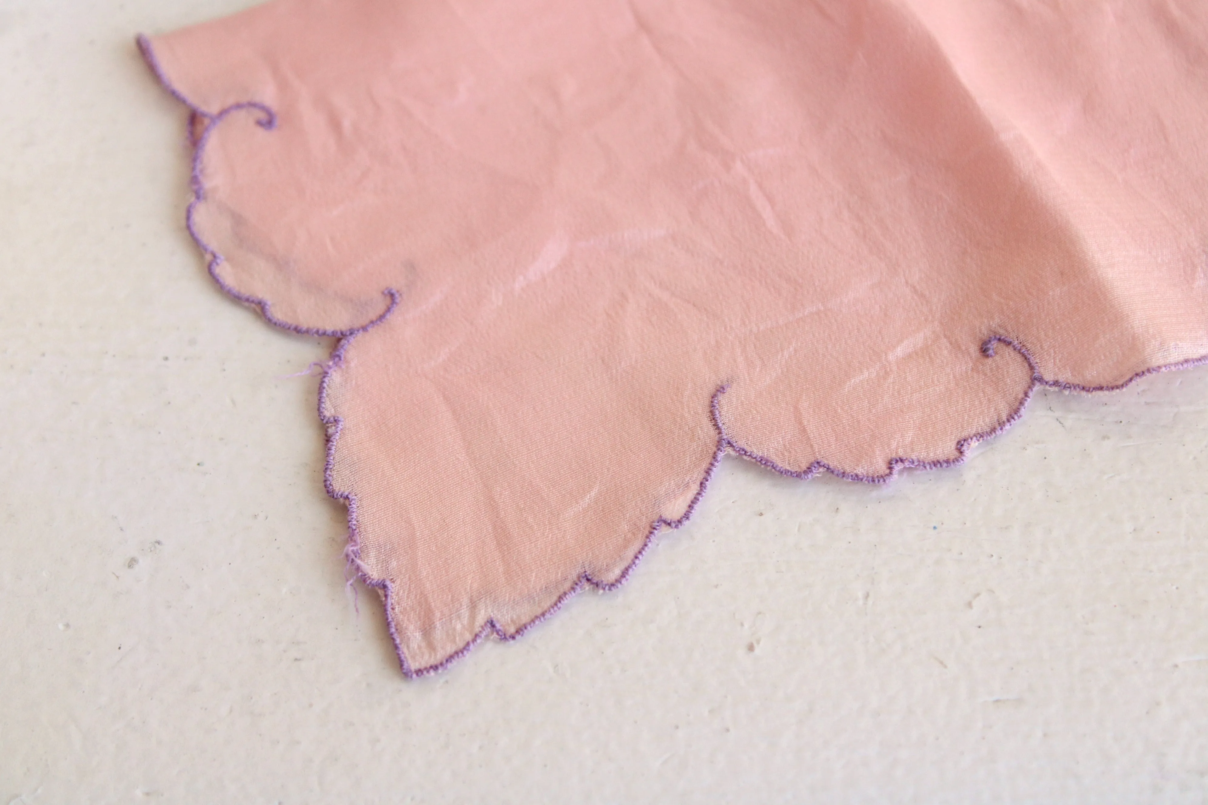 Vintage 1950s Pink Silk Handkerchief