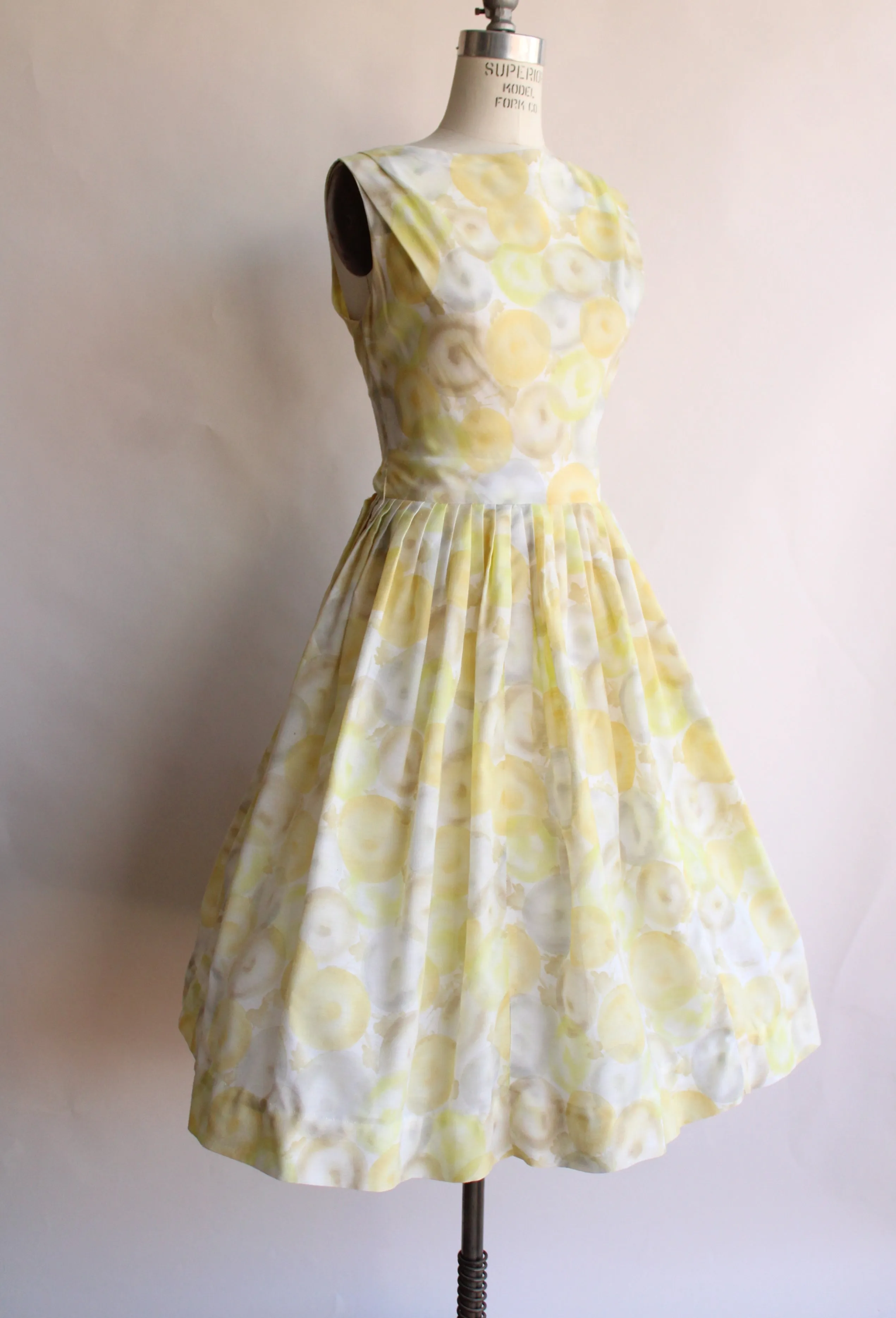 Vintage 1950s Yellow and Gray "Bubble" Dress